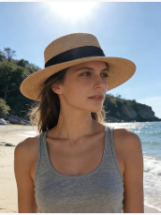 Wide Brim Straw Sun Hat, UPF 50+, Foldable Packable Roll Up Sun Hat for Women